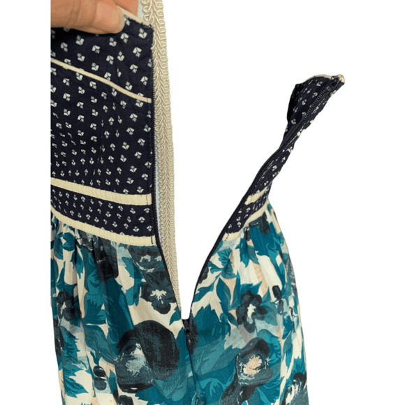 Urban Outfitters Kimchi Blue Sundress Sz 2 Sweetheart Neck Strapless Blue White - Picture 4 of 11